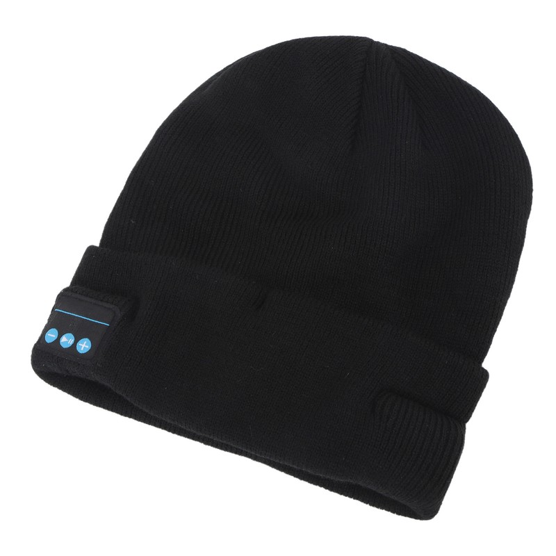 LED Beanie Hat with Headphones Wireless Black Musical Knitted Cap