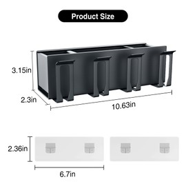 Toothbrush Holders for Bathrooms, Toothbrush Holders Wall Mounted, Aluminum Self-Adhesive Toothbrush Organizer, Family Size Suitable for Toothbrush, Razor and Comb Bathroom Storage (Dark Gray)