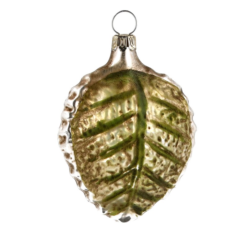 Marolin Patinated Glass Ornament Cherry with Leaf