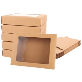 APACALI Pack of 40 Gift Boxes with Window, 17.5 x 13.5 x 3.5 cm Gift Box with Viewing Window, Mini Gift Boxes for Jewellery Storage Display, Wedding, Brown