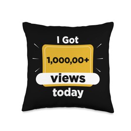Video Blogger Conten Creator One Million Views I Got 1,000,000 Views This Year-Funny Vlogger Influencer Throw Pillow, 16x16, Multicolor