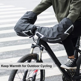 ROCKBROS Bar Handlebar Mittens Winter Fat Bike Mittens Extreme Cold Weather Gloves Mountain Commuter MTB Pogies Black
