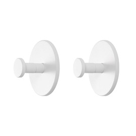 TONLEA 2 Pack Coat Hooks, Adhesive Hooks Wall Mounted, Heavy Duty Metal Wall Hooks for Hanging Coat, Scarf, Hat, Bag, Key, Towel (White)