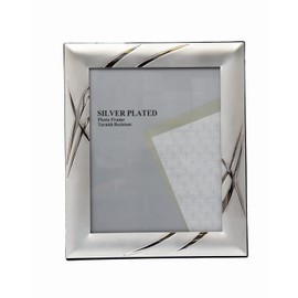 6x8-inch Two-Tone Satin Silver-Plated Photo Frame Stands/Hangs both ways (Landscape or Portrait) - 328ASS55 (6x8-inch)