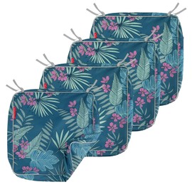 Porch Shield Outdoor Cushion Slipcovers Patio Chair Seat Cushion Covers Set 4 Waterproof Fade Resistant 24 x 24 x 4 inch, Palm Leaf