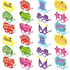 Suilung 24 Pack Happy New Year Glasses 2025 New Years Eve Party Supplies Fancy Paper Eyeglasses Eyewear Photo Props Happy New Year Decorations 2025 New Year's Eve Party Favors(Colorful)