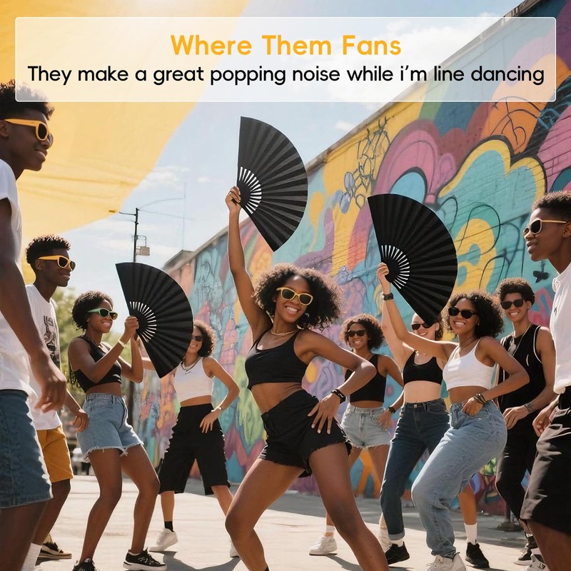 Afmyalid 13 Inch Large Rave Fan Popping Fan Portable Clacking