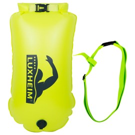 LUXHEIM 28L Swim Buoy Tow Floats for Open Water Swimming Highly Visible Swim Float Dry Bag Waterproof Inflatable PVC Tow Float for Triathlons