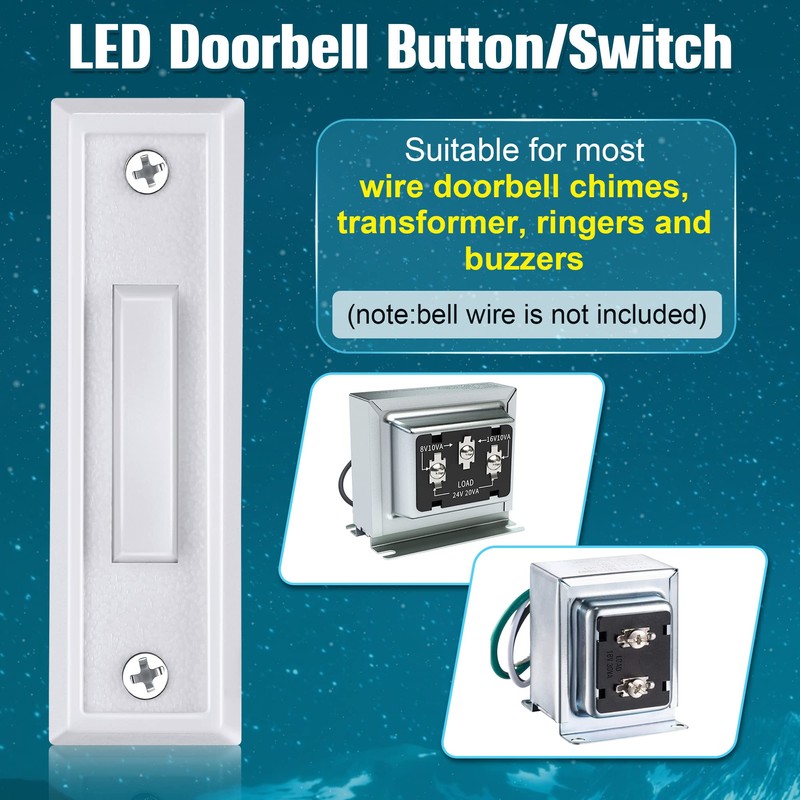 Saillong 1 Piece Lighted Doorbell Button, Christmas Wall Mounted Garage
