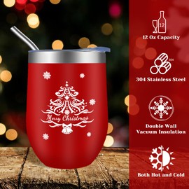 MYKILOS Christmas Gifts for Women, 2024 Christmas Gift Ideas, Christmas Gift Basket for Women, Mom, Sister, Wife, Teacher, Coworker, Xmas Gift for Women with Stocking, 12 Oz Christmas Tumbler, Candle