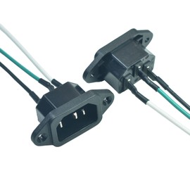 2PCS IEC 320 C14 Panel Mount Plug Adapter, AC 250V 10A 3 Pins IEC Inlet Module Plug Power Connector Socket with 3 Wires