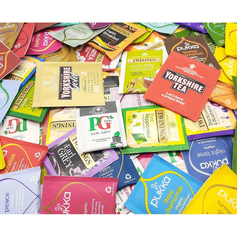 Assorted Individually Wrapped Enveloped Tea Bags Unique Mix Hamper Set