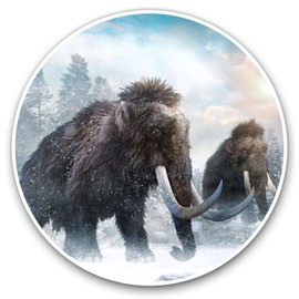 2 x 30cmVinyl Stickers - Extinct Woolly Mammoth Winter Decals for Car Van Luggage Scrap Book Fridge #16002