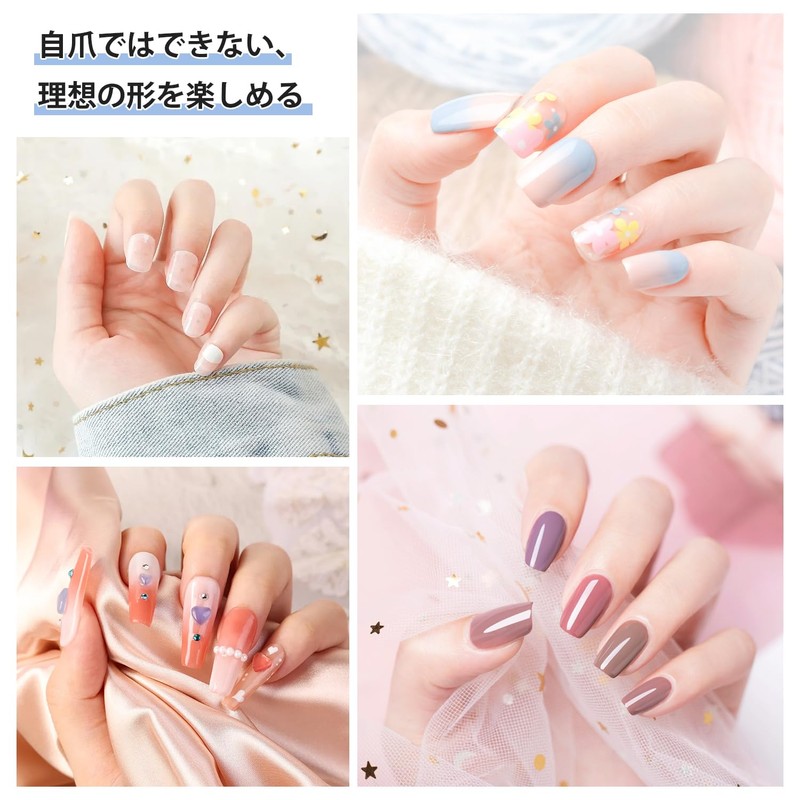 Nail Tips, Ultra Thin, Set of 300, 15 Sizes, Pre-Sanded,