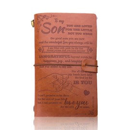 Inspirational Graduation Bithday Gifts for Son Leather Journals from Mom Dad, I Love You Travel Writing Journal Notebook for Boys Son Christmas Back to School Gifts