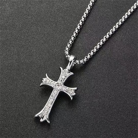 Fatree Cross Necklace for Men Pendant Necklace with Cubic Zirconia Stones Women Necklace