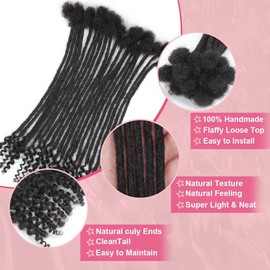 100% Real Human Hair 0.4cm Width 8-12 Inch Loc extensions Human Hair with Curly Ends 50 Strands per pack Full Handmade Dreadlock Extensions Can be dyed (Natural Black Color, 12 Inch-50 Strands)