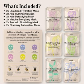LivaClean 12 CT Face Masks Skincare - Collagen Sheet Mask - Hydrating Face Masks Bulk with Glycerin, Hyaluronic Acid, Aloe Vera - Soothing, Refreshing, Moisturizing Formula for All Skin Types