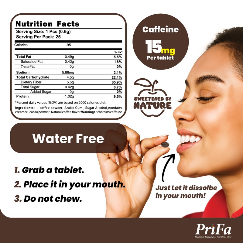 PriFa Mocha Coffee Tablets – Sweetened with Stevia, Decadent Mocha