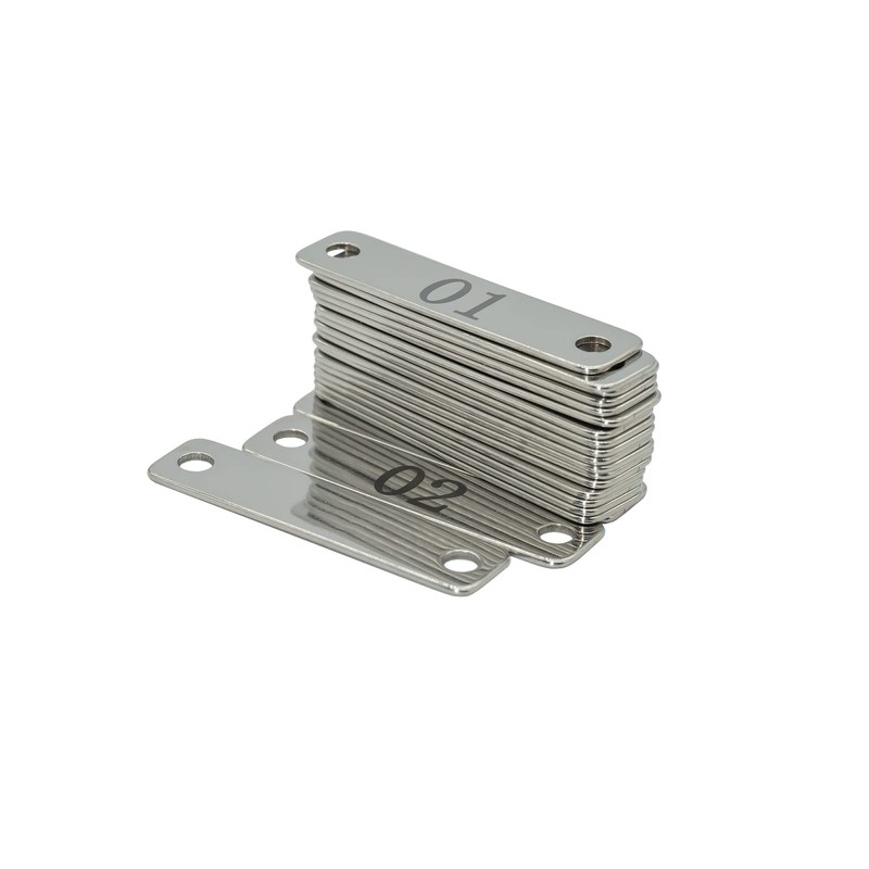 StayMax Small Stainless Steel Rectangle Numbered Tags with Two Holes