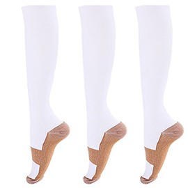 Dress Cici Women's Compression Socks for Runner And Nurses Etc Small Size (3 Pack: White), Asia Size S