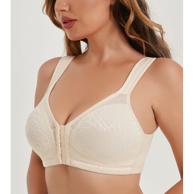 HACI Women's Front Closure Posture Bra Full Coverage Back Support