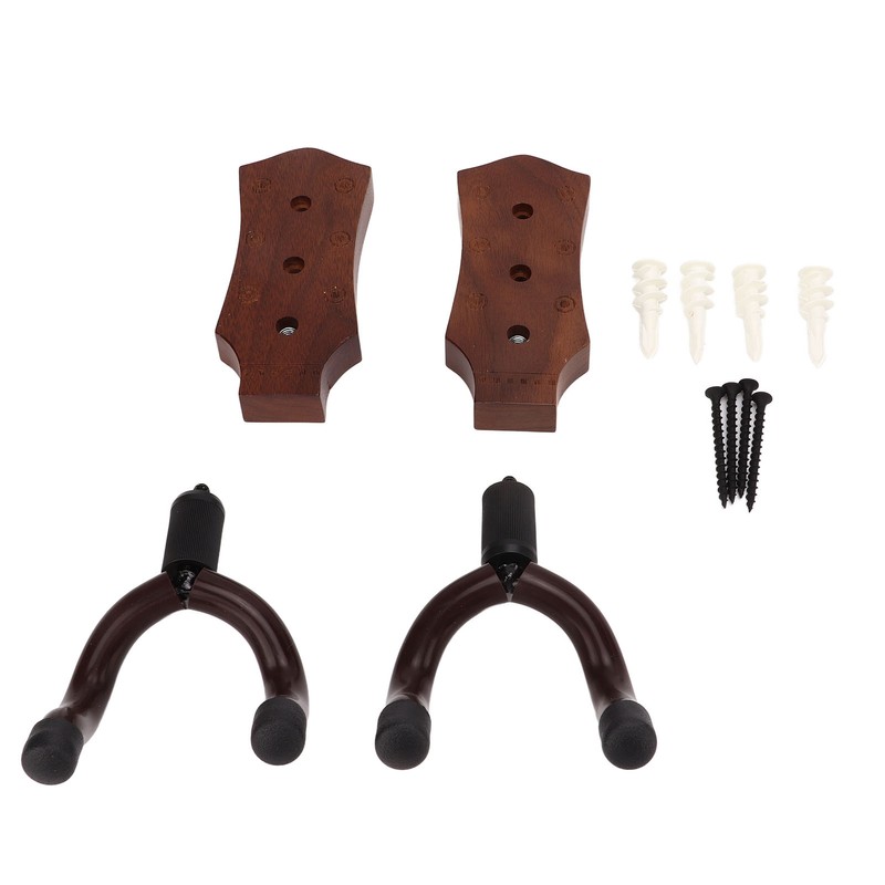 2pcs Guitar Wall Hanger Elegant Black Walnut Guitar Wall Mount