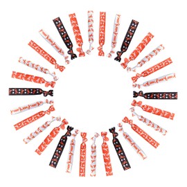 WANDIC 30 Pcs Orange Ribbon Bracelets, Leukemia Wristbands Lymphoma Awareness Bracelets Stretchy Wristbands for Public Event Advocacy, 11.02 * 0.59 * 0.07, no Gemstone