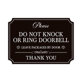 Do Not Knock or Ring Doorbell Sign Sticker, Self-Adhesive Waterproof Do Not Knock Sign for Front Door, No Soliciting Sign for Doorbell, House Door, Home, Business