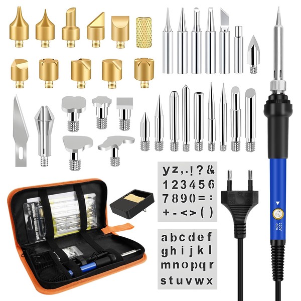 Pyrography Soldering Iron Set, Temperature Adjustable 200~450 °C, 2-in-1 Soldering