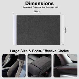 RadiantDecor Premium Dark Grey Suede Fabric Wrap - 16x59 inch Suede Wrap for Car Interior - Self-Adhesive Microfiber and Synthetic Leather, Stretchable Interior Film for Car and Home Decor