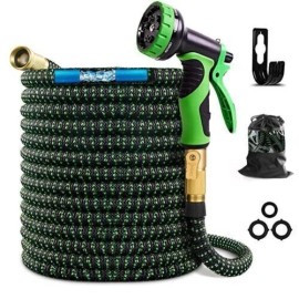 Unbranded 50FT 100FT 4X Stronger Deluxe Heavy Duty Expandable Flexible Garden Water Hose - 50FT Dark Green