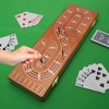 Cribbage Board Game Set 3 Tracks, Plusvivo Solid Oak Wood
