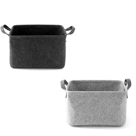 Felt Basket, 2 Pieces, Felt Storage Box, Felt Baskets with Two Handles, Storage Box for Clothes, Towels, Toiletries, Baby Items, Books etc.