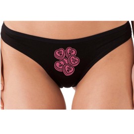 Knaughty Knickers Dirty Valentines Day Heart Candies Suggestive Fun Gift Black Soft Cotton thong Adult Flirty Fun
