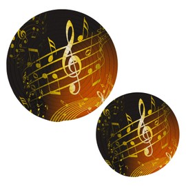YEGAME Music Note Round Cotton Trivets Pot Holders, Thick Heat Resistant Kitchen Trivet Hot Pads Pot Holder for Table Counter Cooking Potholder Set of 2 (7.09in + 9.45in)
