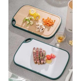 Bamboo Cutting Board for Kitchen, double sided with No Splicing Juice Groove X-Large with polypropylene BPA-Free reverse side 15.9" x 11"