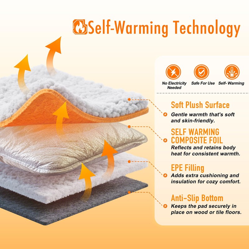 WanpeeGoo Self Warming Cat Bed, Heated Cat Bed, 2.0 Upgraded