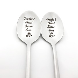 Grandma and Grandpa Gifts Grandma’s Grandpa’s Peanut Butter Spoon Gifts for Grandparents Christmas Anniversary Birthday Gifts for Papa Nana Mothers Day Fathers Day Gift