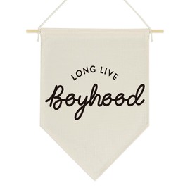 Playroom Decor Long Live Boyhood Banner Boy Room Decorations Play Room Wall Decoration for Kids 16x14 Inches
