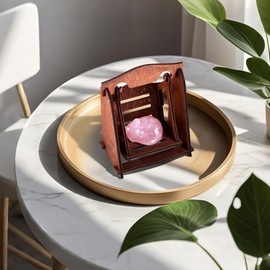 SIRPERICE Meditation Crystal Pink Sleeping Cat on Wooden Swing, Crystals and Healing Stones, Natural Crystals Guide for Beginners, Collection, Meditation, Yoga