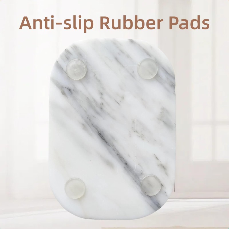 Jusmioke Natural Marble Soap Dish for Bathroom Shower Sink，Stone Soap