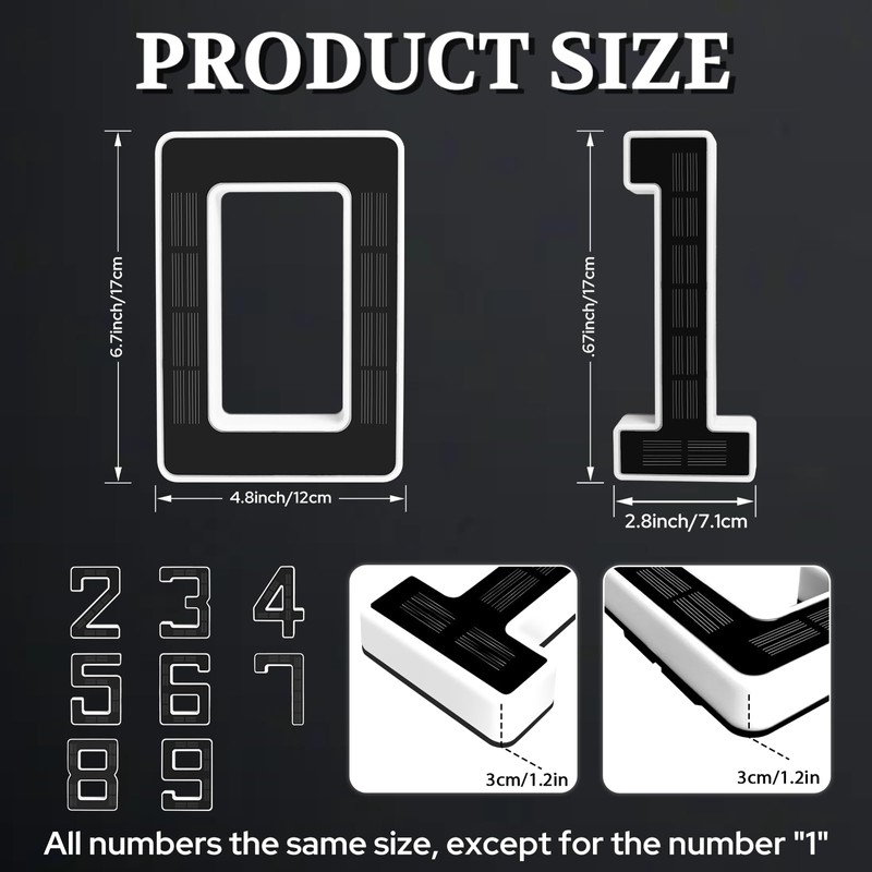 XTAUTO 6.7" Solar Powered House Numbers for Outside, Address Signs