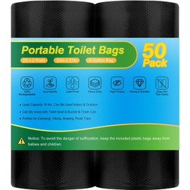 Bolsas de Inodoro Portátil para Camping - 50 PIEZAS de Bolsas de Inodoro de Camping, Forros Biodegradables para Porta Potty para Inodoro Portátil, Bolsas de Basura de Campamento Gruesas para Inodoro
