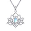 JERWLI Lotus-Halskette aus 925 Sterling Silber, Mondstein-Anhänger-Halskette, Lotusblumen-Halskette, Geschenk für