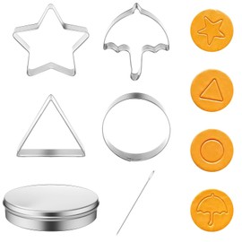 Honeydak 6 Pcs Stainless Steel Cookie Cutters, National Sugar Cookie Day Baking Tools, Korean Sugar Candy Making Tools with Umbrella, Triangle, Star, Round Biscuit Molds
