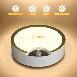 TOOWELL Motion Sensor Light Indoor Battery Operated,80 LED Wireless Ceiling Light Battery Powered Lights for Closet Shower Pantry Stair Hallway Shed Garage Basement Bathroom Wall,400LM,Soft White