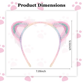 GAFATORY Glitter Headbands for Girls Cat Ears Headband Rainbow Cat woman Accessories with Sequin Cat Ears for Women Cute Hair Accessories for Daily Use Birthday Party Cosplay Helloween