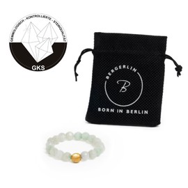 BERGERLIN Genuine Natural Stone Ring with Gold Pearl – Ring for Men and Women – Certification of Authenticity, Natural stone, natural stone