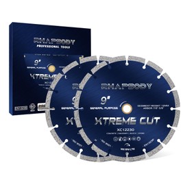 RHAPSODY 9 Inch Diamond Saw Blade 2Pcs, Segmented General Purpose Blade Dry/Wet Cutting Concrete,Granite,Stone,Masonry, Brick, Block,7/8"-5/8” Arbor